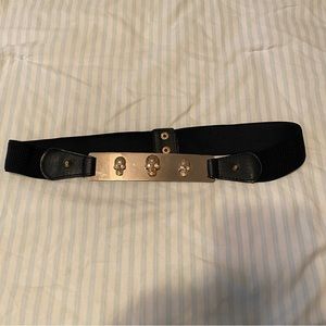 Diamond eyes skull plate elastic belt
